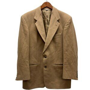 Vtg Bill Blass Camel Hair Blazer Sport Coat Tan Two Button Jacket Luxury